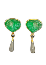 Load image into Gallery viewer, SOLD - Prof. Michael Zobel Emerald Carving Original Earrings