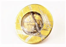 Load image into Gallery viewer, Brooch in gold with rutilated quarz by michael zobel