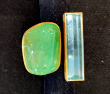 Load image into Gallery viewer, ring in Heavy Palladium and Gold and Silver with Emerald and Aquamarine in Contemporary Cut by michael zobel