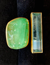 Load image into Gallery viewer, IMG_20220315_170924 2621 × 2252 Pixel ring in Heavy Palladium and Gold and Silver with Emerald and Aquamarine in Contemporary Cut by michael zobel