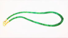 Load image into Gallery viewer, stefan bayer lapidaries displays a deep green tsavorite necklace with gold clasp