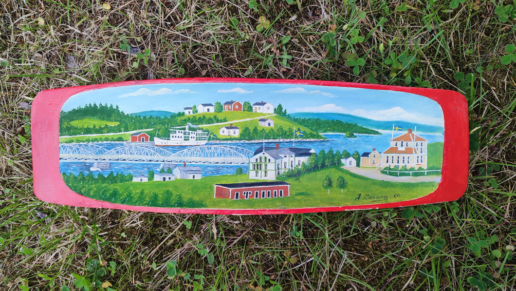 Swedish Dough Bowl Handpainted Antique