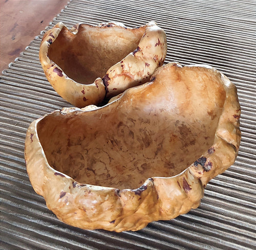 Pair of Swedish Burl Knot Bowls