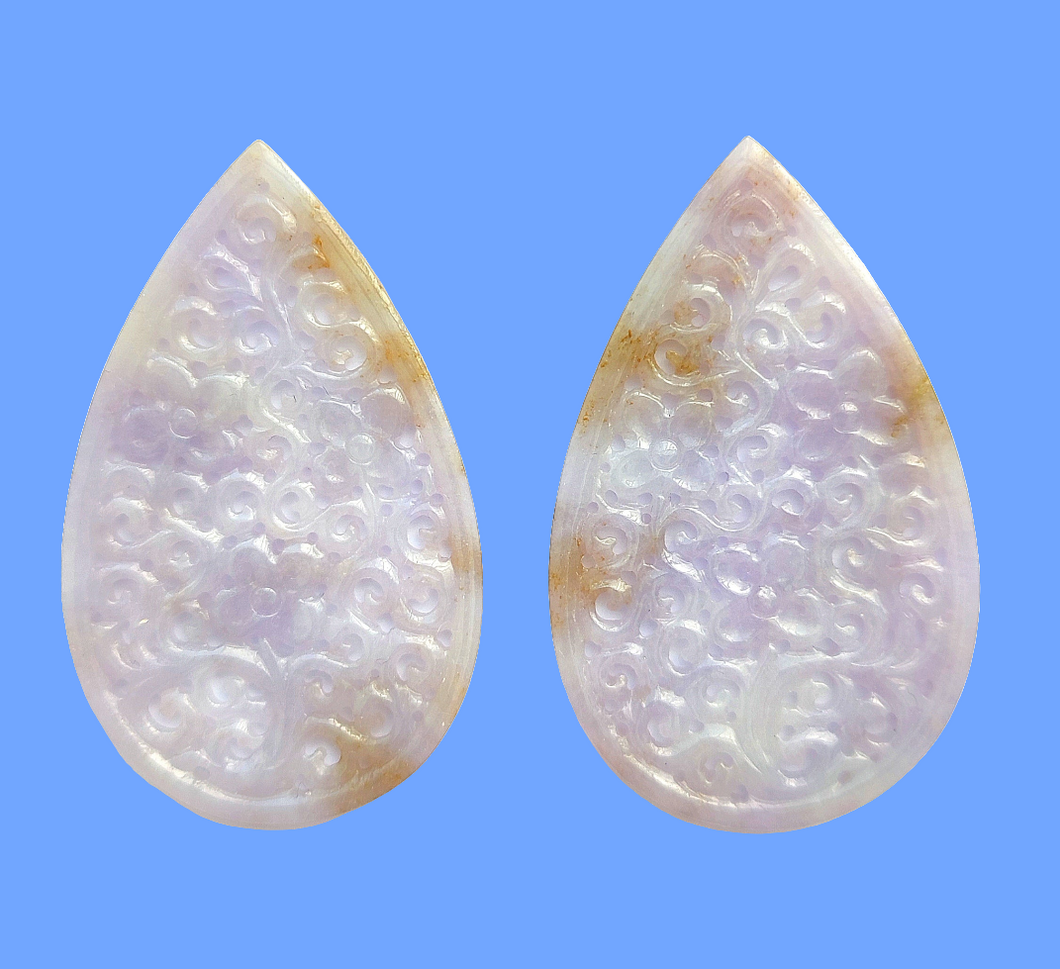 Jadeite Lavender Brown Drops Handcarved