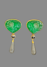 Load image into Gallery viewer, Prof. Michael Zobel Emerald Carving Original Earrings
