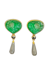 Load image into Gallery viewer, Prof. Michael Zobel Emerald Carving Original Earrings
