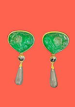 Load image into Gallery viewer, Prof. Michael Zobel Emerald Carving Original Earrings
